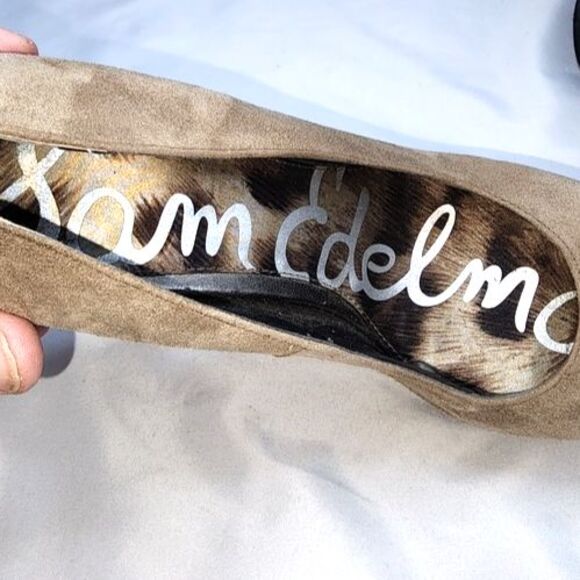 Sam Edelman Ulysa Putty & Black Suede Snakeskin Embossed Platform Heels Size 7 - Picture 7 of 10